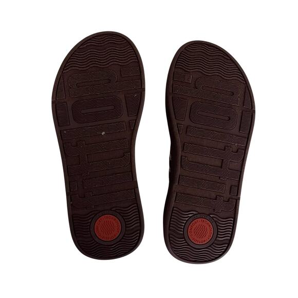 FitFlop F-Mode Crochet Flatform Sandals Clay Brown Sz 6 Boho Coastal Comfort - Picture 9 of 9